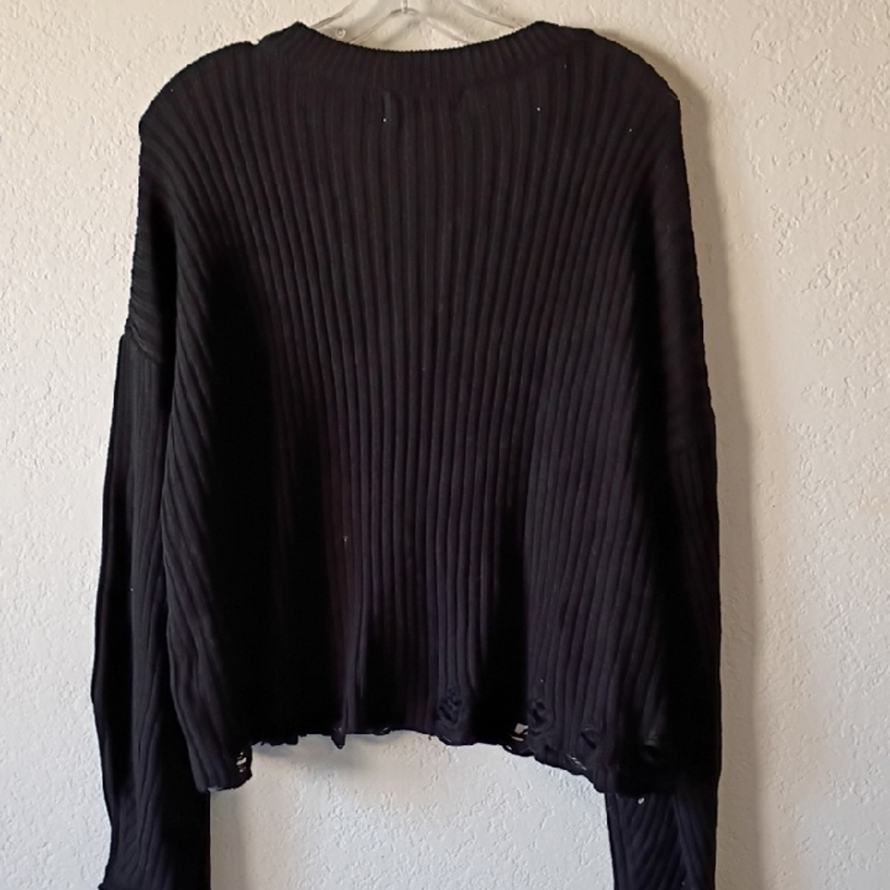 Black Ribbed Button-Up Sweater Cbrand Size M - Picture 2 of 9